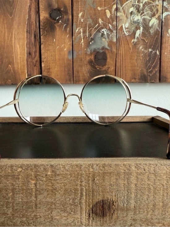 Chloe Round Sunglasses (Hanah Collection) w/ Green Gradient Lenses & Gold Frame main image 5